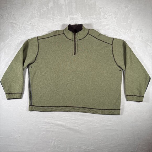 Tommy Bahama Reversible Sweater Men 3XL Brown Green 1/4 Zip Mock Neck Embroidery - Picture 13 of 16